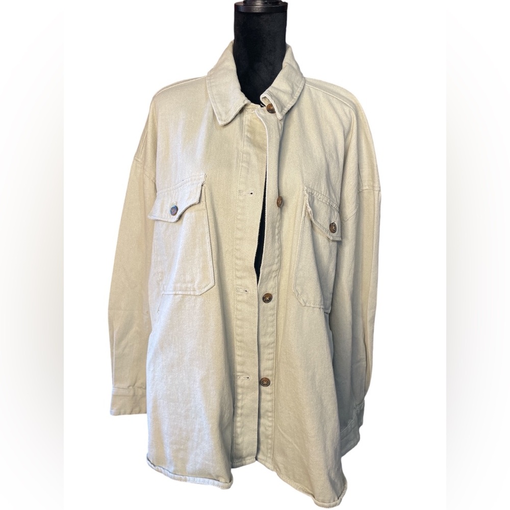 The Zig Zag Stripe Button Down Denim Jacket